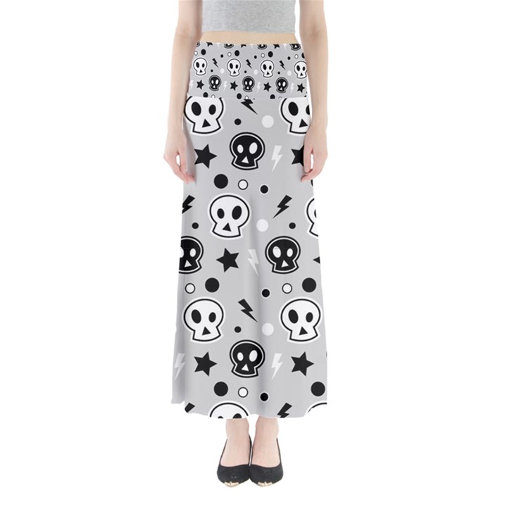 Skull Pattern Full Length Maxi Skirt