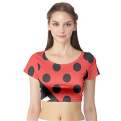 Abstract Bug Cubism Flat Insect Short Sleeve Crop Top (tight Fit)