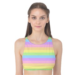 Cute Pastel Rainbow Stripes Tank Bikini Top