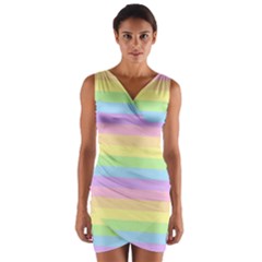 Cute Pastel Rainbow Stripes Wrap Front Bodycon Dress