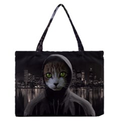 Gangsta Cat Medium Zipper Tote Bag by Valentinaart