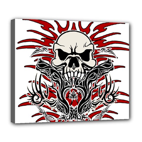 Skull Tribal Deluxe Canvas 24  X 20   by Valentinaart