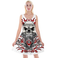 Skull Tribal Reversible Velvet Sleeveless Dress by Valentinaart