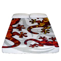 Ornate Lizards Fitted Sheet (king Size) by Valentinaart