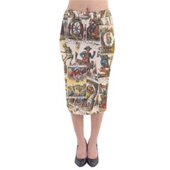 Tarot Cards Pattern Velvet Midi Pencil Skirt by Valentinaart