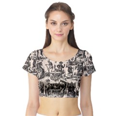 Tarot cards pattern Short Sleeve Crop Top (Tight Fit)