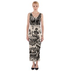 Tarot cards pattern Fitted Maxi Dress