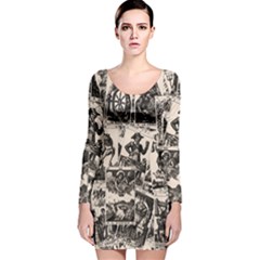 Tarot cards pattern Long Sleeve Velvet Bodycon Dress