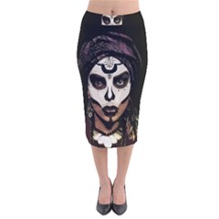 Voodoo  Witch  Velvet Midi Pencil Skirt by Valentinaart