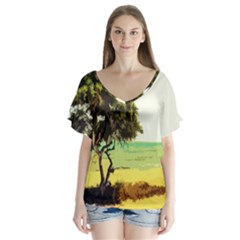 Landscape Flutter Sleeve Top