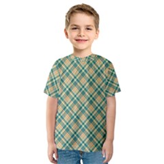 Teal Plaid 1 Kids  Sport Mesh Tee