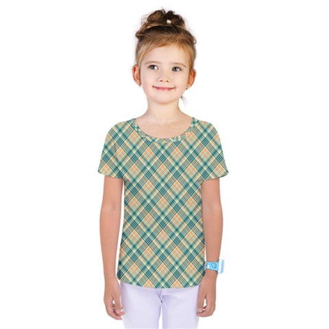 Teal Plaid 1 Kids  One Piece Tee by NorthernWhimsy