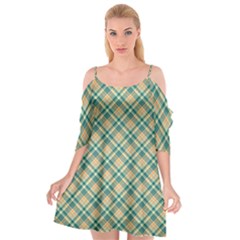 Teal Plaid 1 Cutout Spaghetti Strap Chiffon Dress