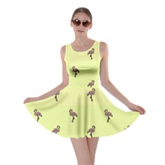 Yellow Geometric Flamingo Skater Dress