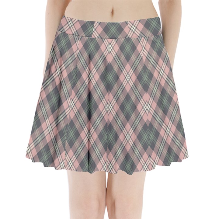 Pink and Sage Plaid Pleated Mini Skirt
