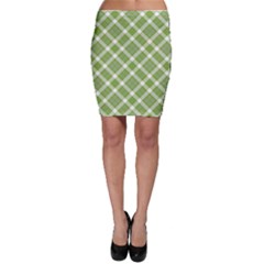 Green And White Diagonal Plaid Bodycon Skirt by NorthernWhimsy