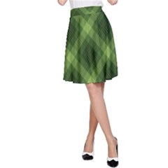 Dark Green Diagonal Plaid A-line Skirt by NorthernWhimsy