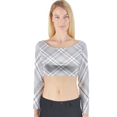 Grey Diagonal Plaid Long Sleeve Crop Top by NorthernWhimsy