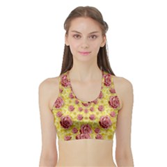 Roses And Fantasy Roses Sports Bra With Border by pepitasart