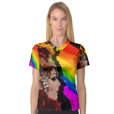 Transvestite V-neck Sport Mesh Tee by Valentinaart