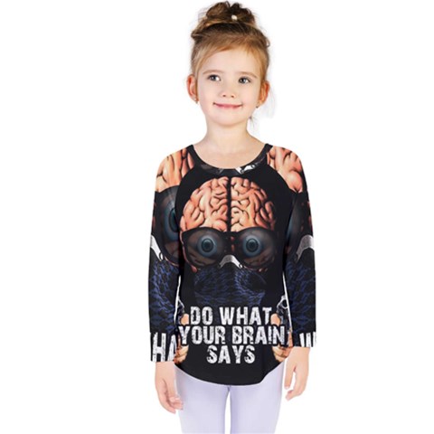 Do What Your Brain Says Kids  Long Sleeve Tee by Valentinaart