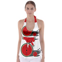 Watermelon Bicycle  Babydoll Tankini Top by Valentinaart