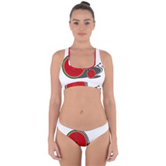 Watermelon Bicycle  Cross Back Hipster Bikini Set by Valentinaart