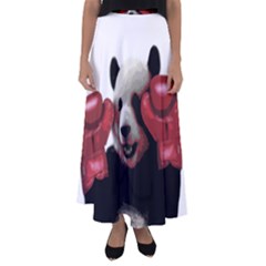 Boxing Panda  Flared Maxi Skirt by Valentinaart