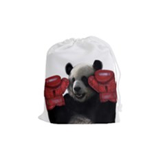 Boxing Panda  Drawstring Pouches (medium)  by Valentinaart