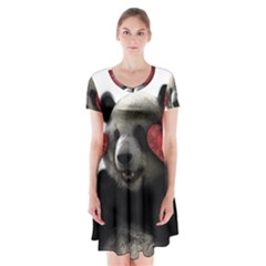 Boxing Panda  Short Sleeve V-neck Flare Dress by Valentinaart