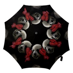 Boxing Panda  Hook Handle Umbrellas (large) by Valentinaart