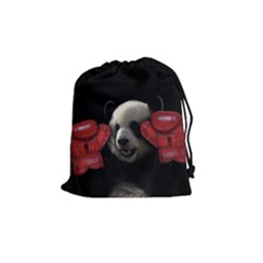 Boxing Panda  Drawstring Pouches (medium)  by Valentinaart