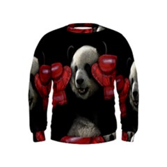 Boxing Panda  Kids  Sweatshirt by Valentinaart