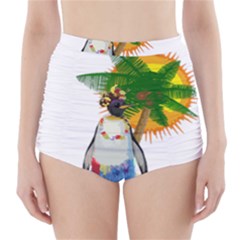 Tropical Penguin High-waisted Bikini Bottoms by Valentinaart