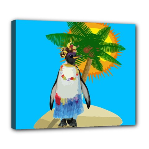 Tropical Penguin Deluxe Canvas 24  X 20   by Valentinaart