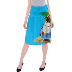 Tropical Penguin Midi Beach Skirt by Valentinaart
