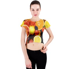 Fruits Pattern Crew Neck Crop Top by Valentinaart