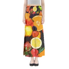 Fruits Pattern Full Length Maxi Skirt by Valentinaart