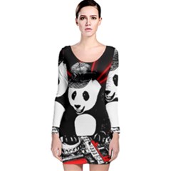 Deejay panda Long Sleeve Velvet Bodycon Dress