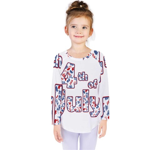 4th Of July Independence Day Kids  Long Sleeve Tee by Valentinaart