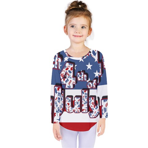 4th Of July Independence Day Kids  Long Sleeve Tee by Valentinaart