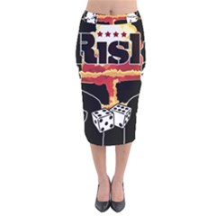 Nuclear Explosion Trump And Kim Jong Velvet Midi Pencil Skirt by Valentinaart