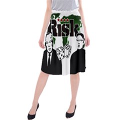 Nuclear Explosion Trump And Kim Jong Midi Beach Skirt by Valentinaart