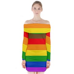 Philadelphia pride flag Long Sleeve Off Shoulder Dress