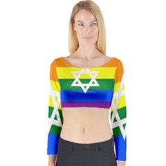 Gay Pride Israel Flag Long Sleeve Crop Top by Valentinaart