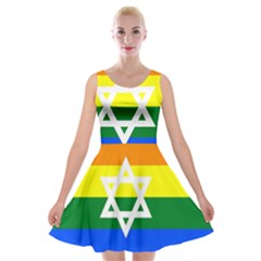 Gay Pride Israel Flag Velvet Skater Dress by Valentinaart