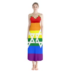 Gay Pride Israel Flag Button Up Chiffon Maxi Dress by Valentinaart