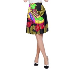 Roller Skater 80s A-line Skirt by Valentinaart