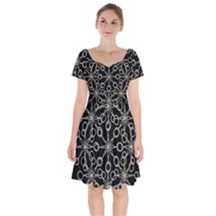 Ornate Chained Atrwork Short Sleeve Bardot Dress by dflcprints