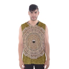 Golden Forest Silver Tree In Wood Mandala Men s Basketball Tank Top by pepitasart
